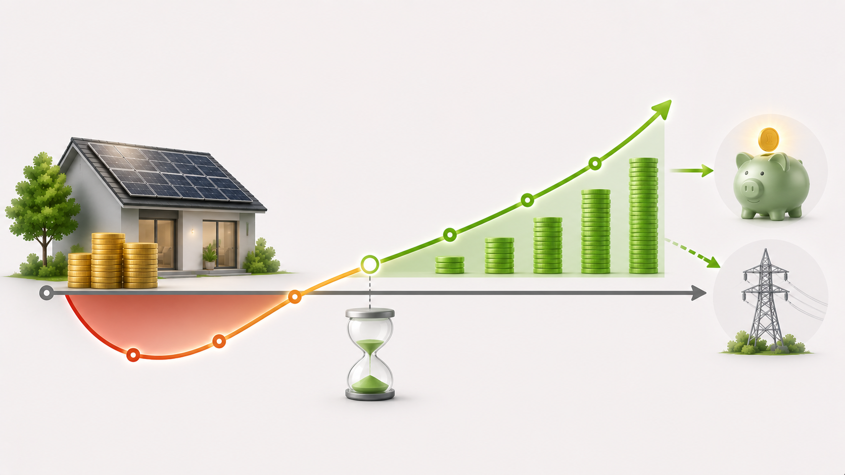 Illustration zum Begriff Amortisation einer Photovoltaikanlage