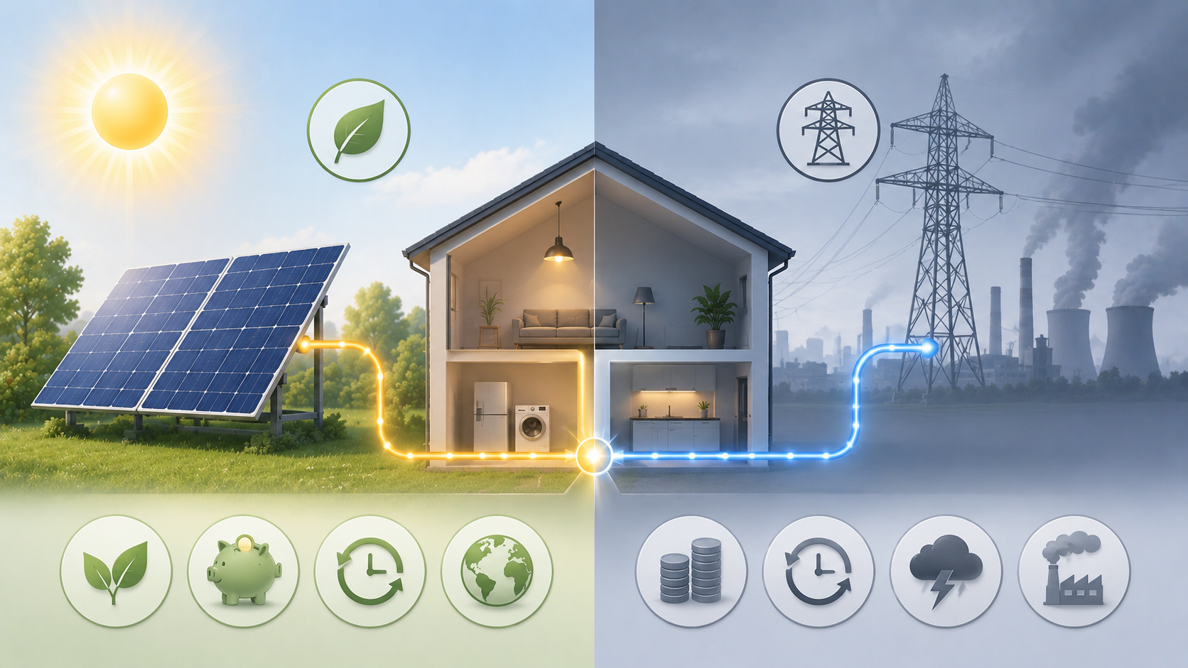 Vergleich Solarstrom vs. Netzstrom